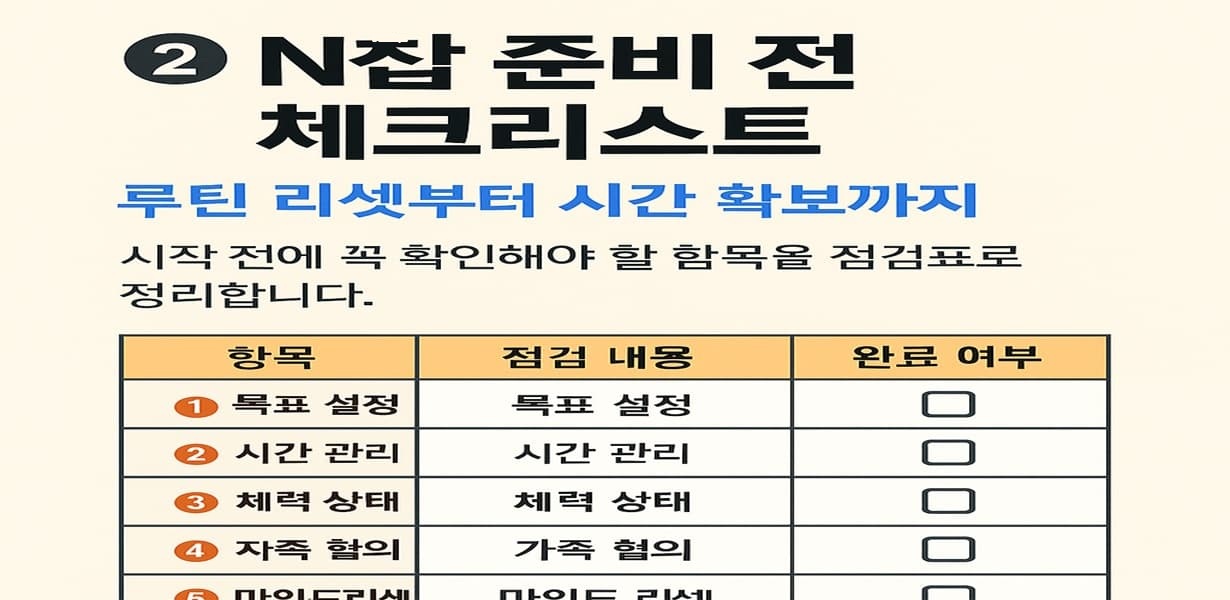 N잡 시작 전 체크리스트 – 루틴 리셋부터 시간 확보까지 점검표 이미지