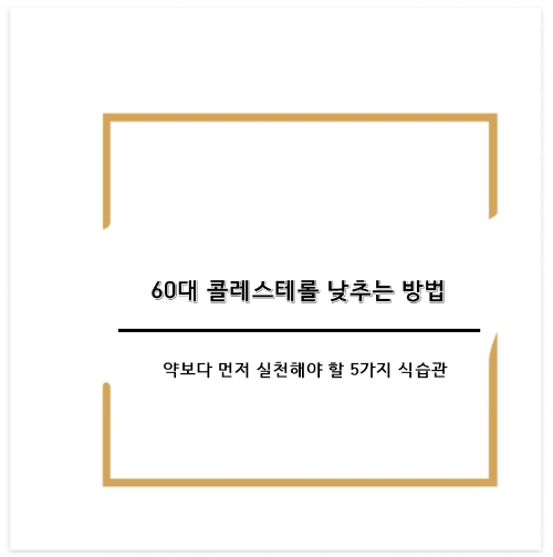 60대 콜레스테롤 낮추는 방법