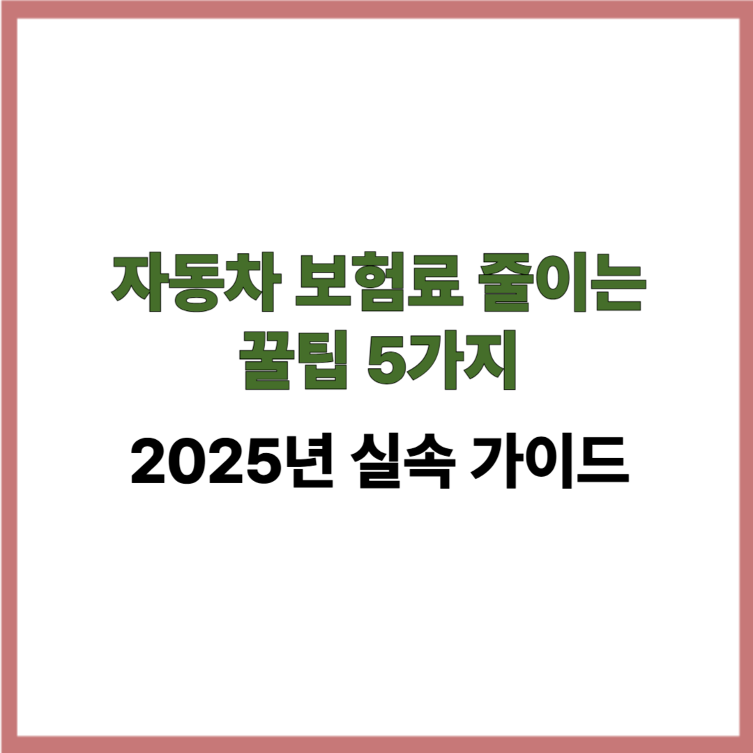 자동차 보험료 줄이는 꿀팁 5가지|2025년 실속 가이드