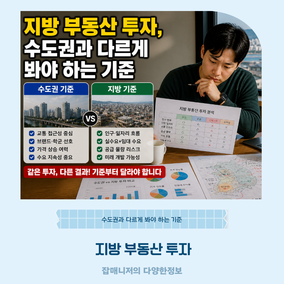 지방 부동산 투자, 수도권과 다르게 봐야 하는 기준