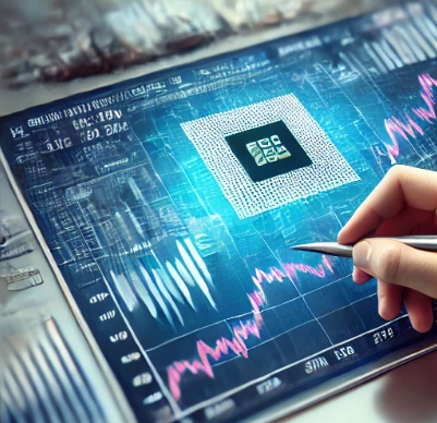 모니터를 볼펜으로 가르키는 모습