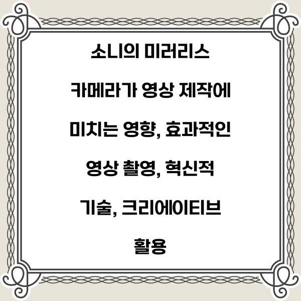 소니의 미러리스 카메라가 영상 제작에 미치는 영향