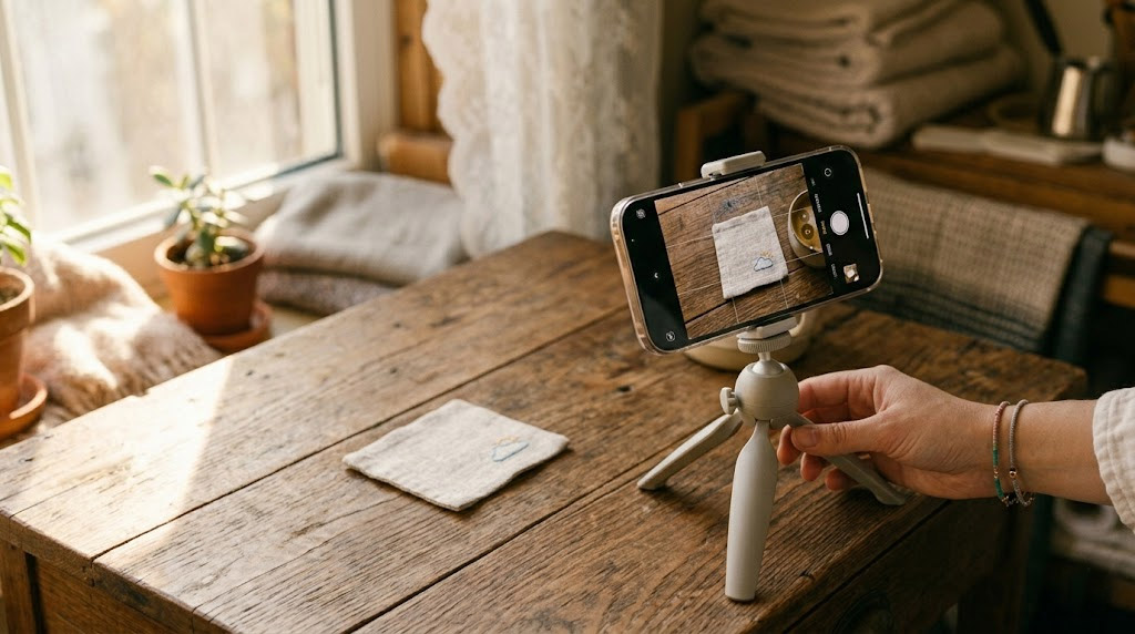 렌즈 왜곡을 없애기 위해 거리를 두고 스마트폰 줌으로 제품을 촬영하는 방법