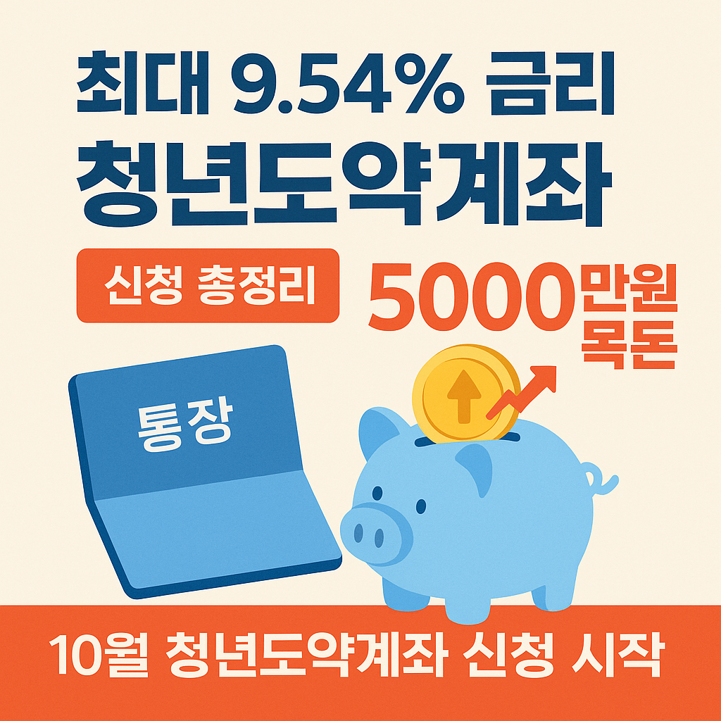 "청년도약계좌 최대 금리 9.54% 혜택, 청년 목돈 마련 5000만원 정책 금융상품 신청 방법"