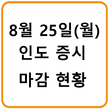 2025년 8월 25일 인도증시 마감시황