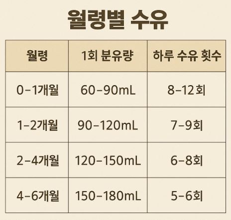 월령별 분유량 관련 사진
