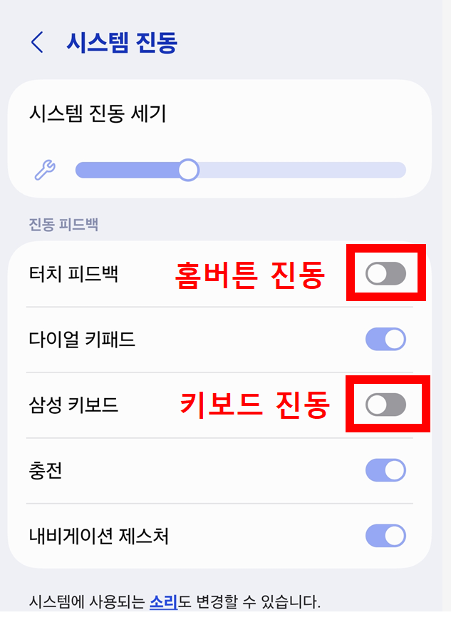 방법 4: 홈버튼 진동 끄기
