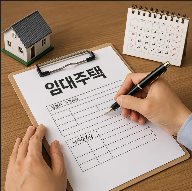 임대주택 계약서 쓰는 사진