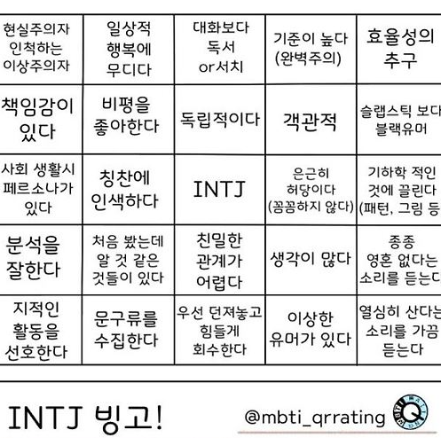 INTJ 남자 특징 플러팅 연애 ENFP ISFJ 여자 궁합 연예인 총정리 MBTI1