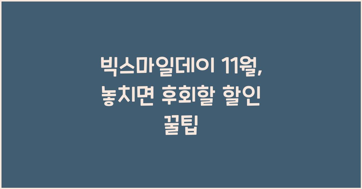 빅스마일데이 11월