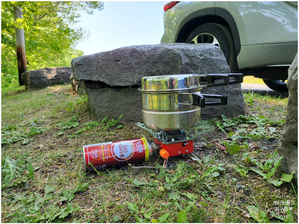 코펠과 가스버너로 라면 끓여먹기