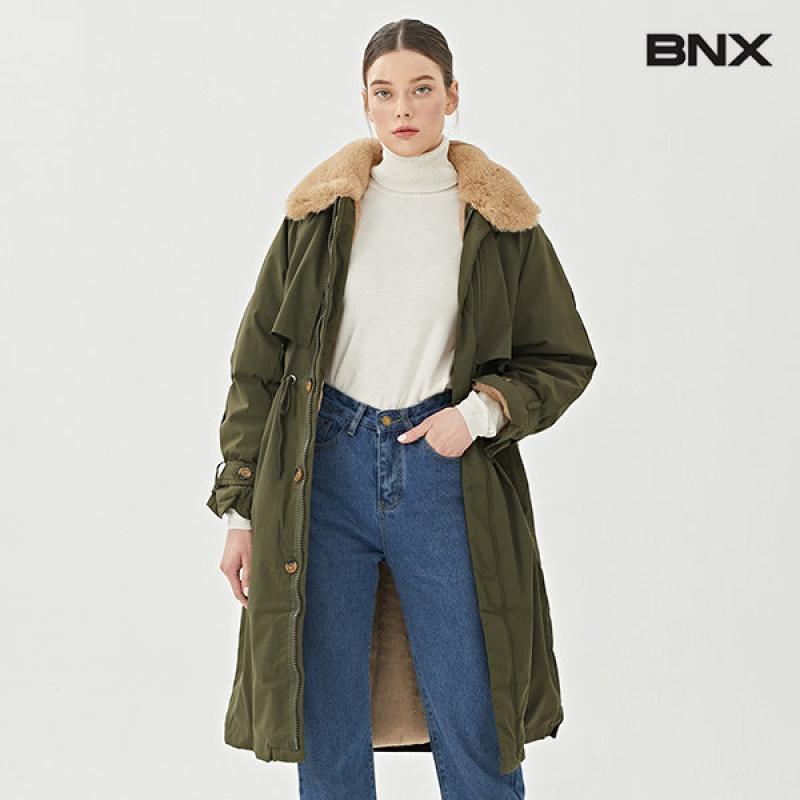 BNX 카라 퍼 스트링 롱 야상 점퍼 BS3JP013L0