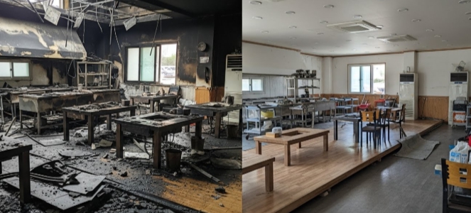 장수 화재청소 전후