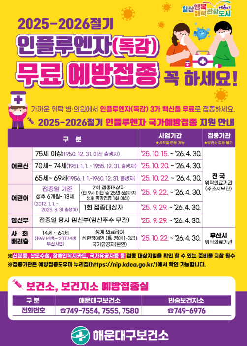 65세이상 독감 무료접종 독감 코로나19 공짜 예방접종 건강 챙기세요