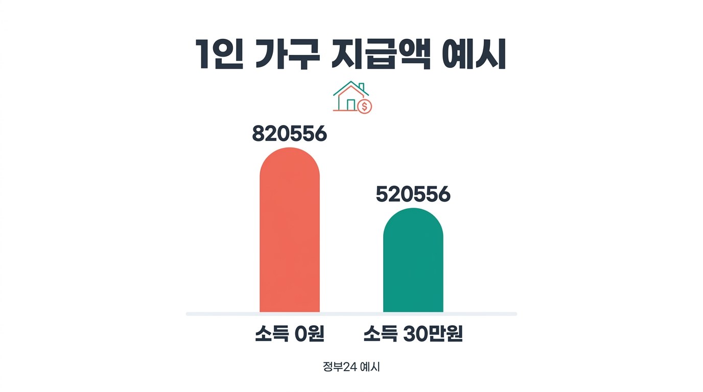생계급여 계산기 1인 가구 지급액 예시