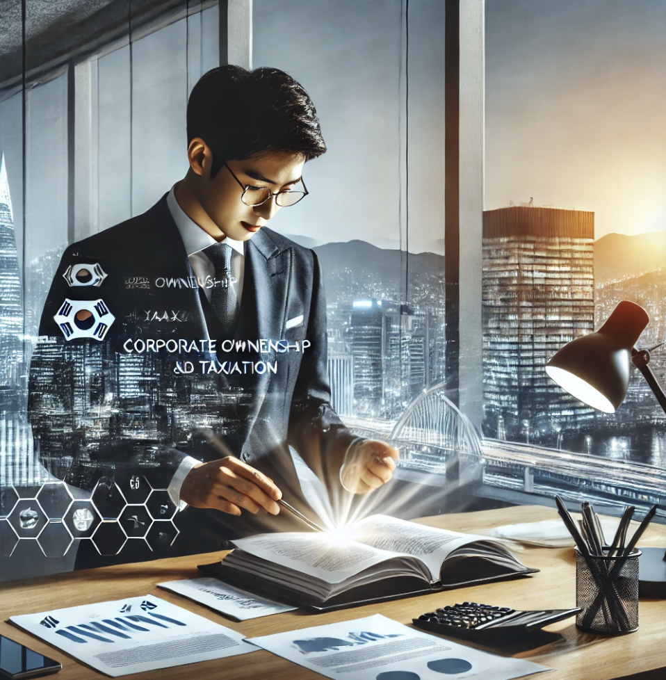 법적 서류를 검토하며 특수 관계 법인 거래를 분석하는 장면.