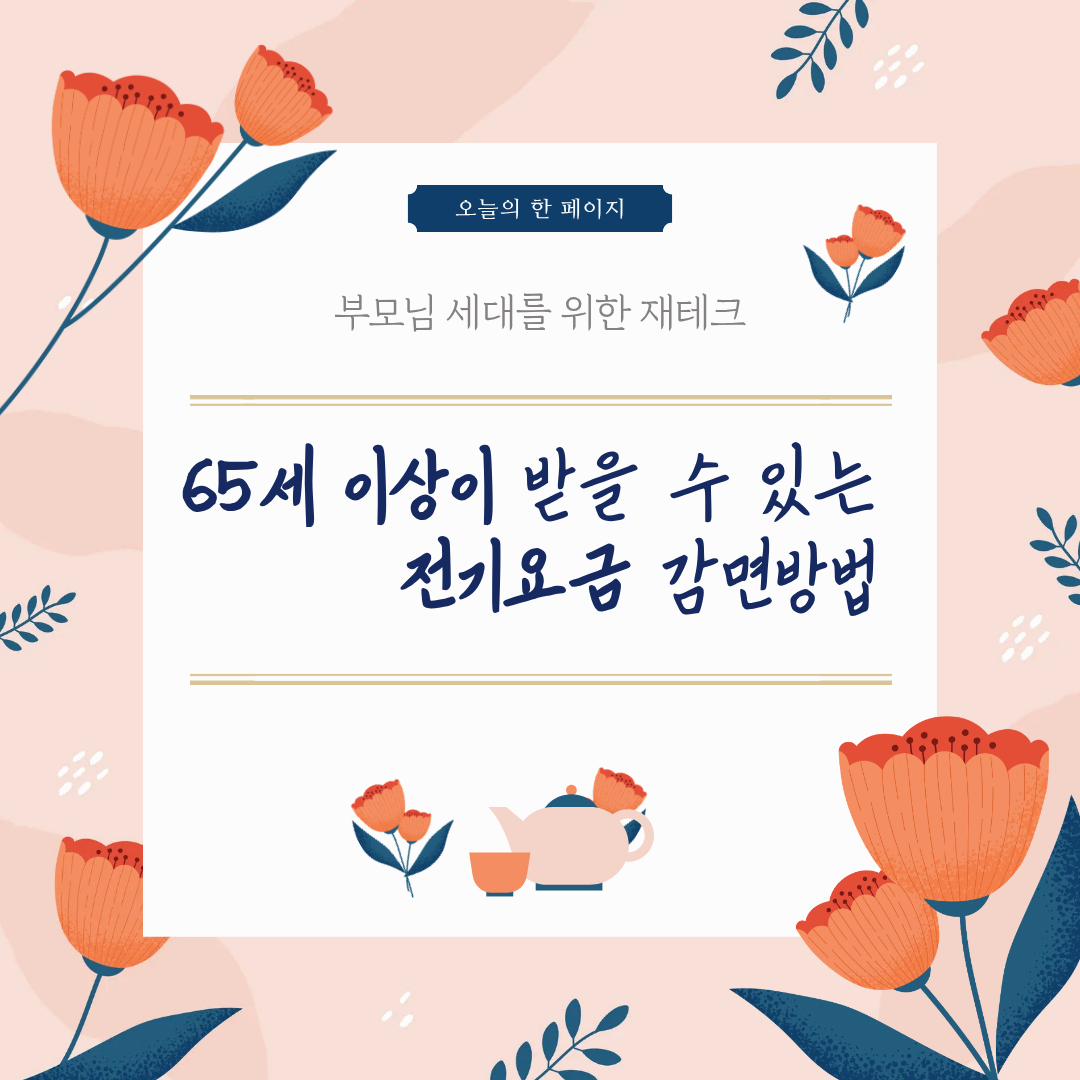 65세 이상이 받을 수 있는 전기요금 감면방법