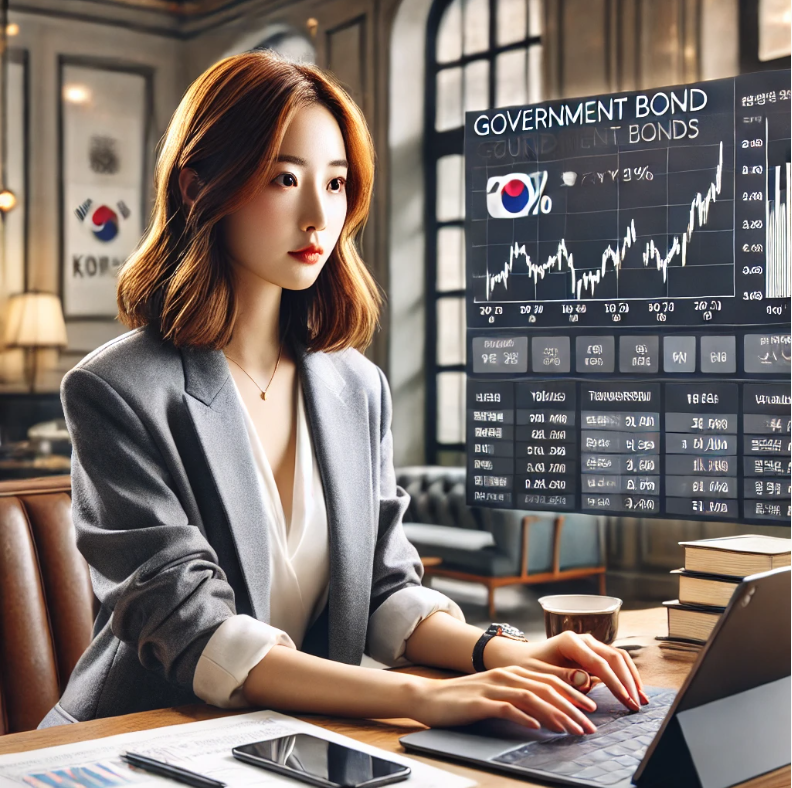 국채 구매하는 30대 여성 이미지