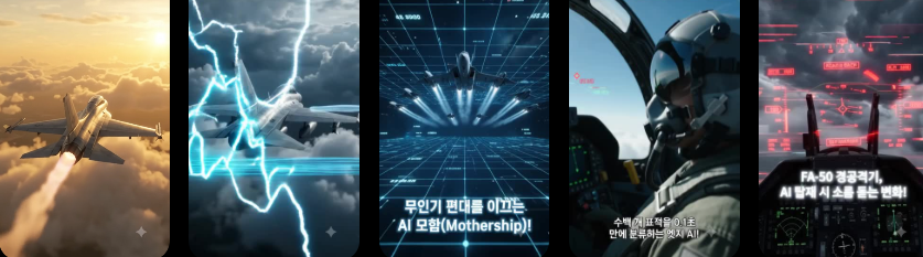 AI 시스템과 엣지 컴퓨팅이 연동된 대한민국 공군의 FA-50 초음속 경공격기 일러스트