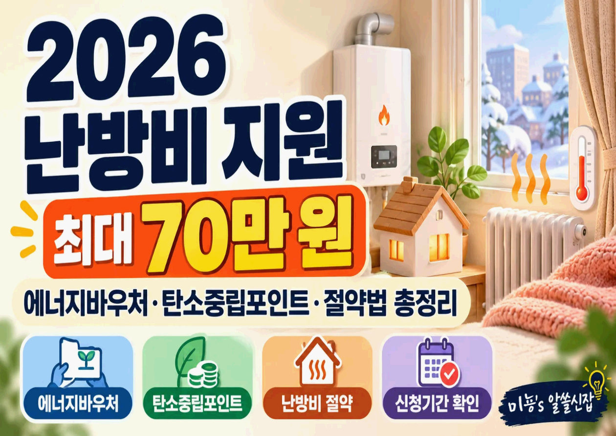 2026 난방비 지원, 나는 얼마나 받을까?｜에너지바우처 최대 70만 원&middot;탄소중립포인트&middot;난방비 절약법 총정리