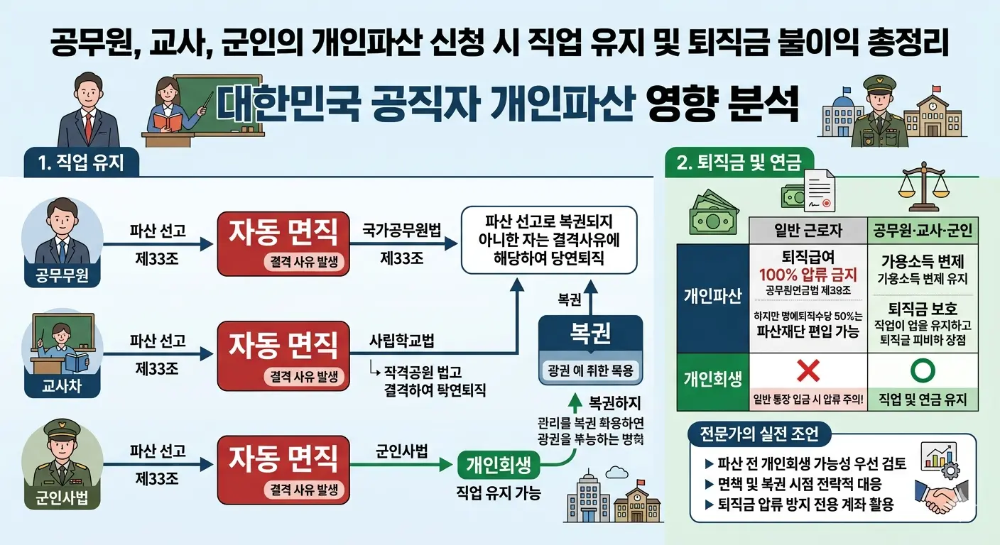 개인파산시 공무원 교사 군인 대응