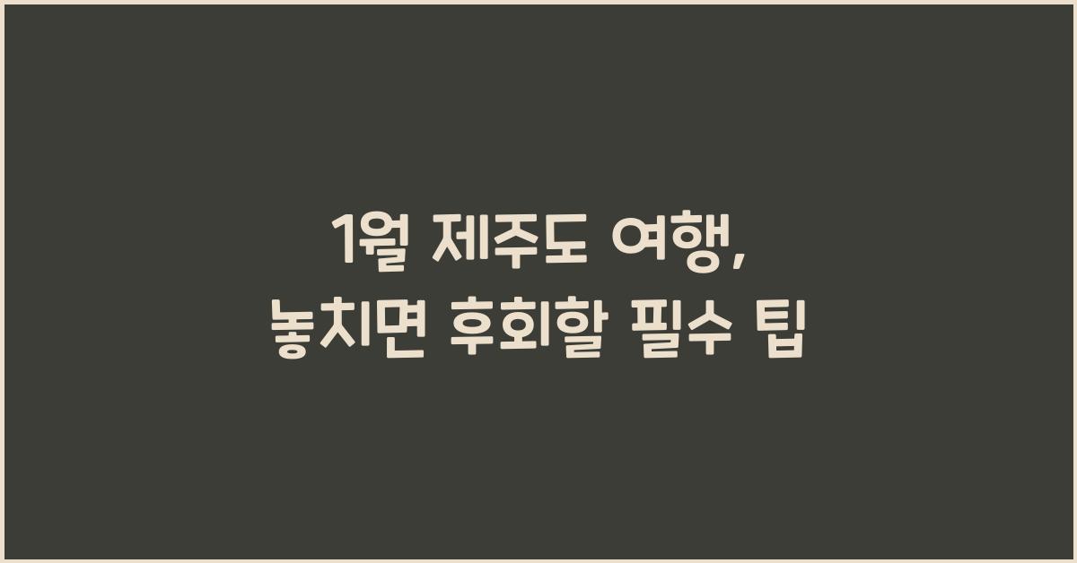 1월 제주도 여행