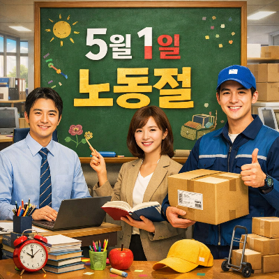 사무직 교사 택배기사가 다같이 손들고 있는 모습