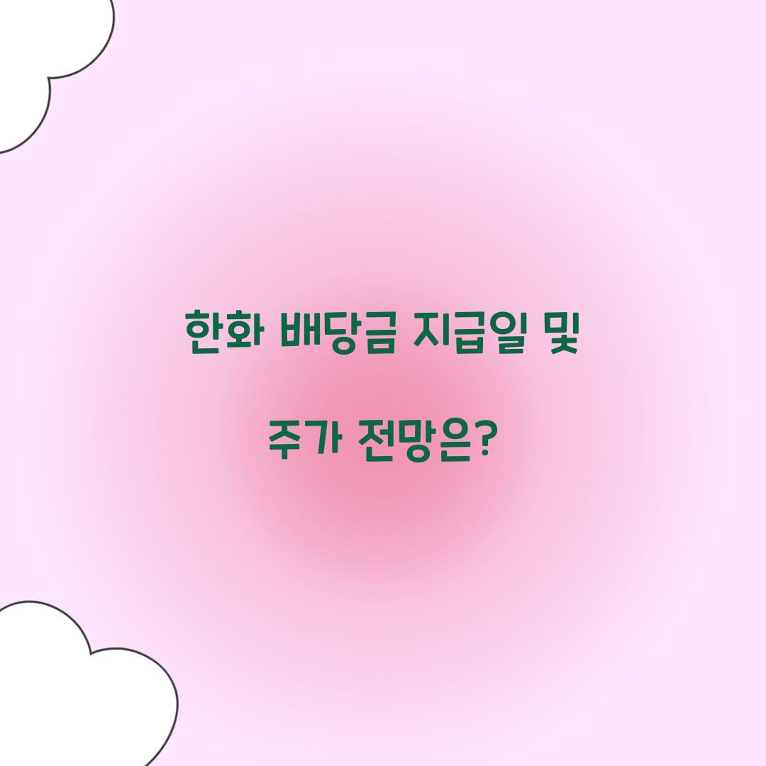 한화 배당금 지급일