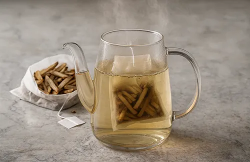 볶은 우엉 티백에 담아 마시기