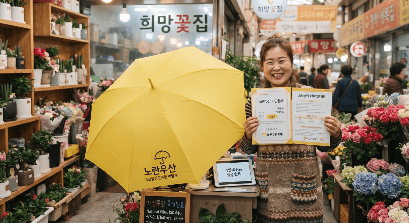 노란우산공제 혜택을 받고 기뻐하는 소상공인