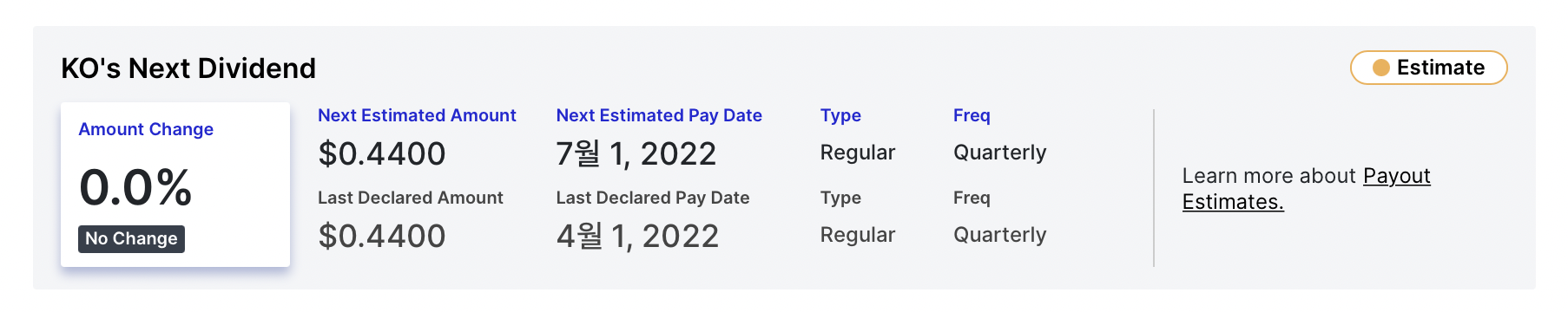코카 콜라 coca cola 예상 배당 dividend
