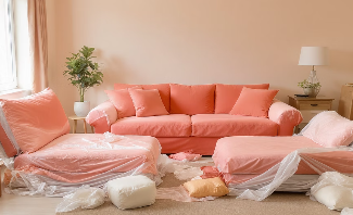 비닐로 포장된 가구