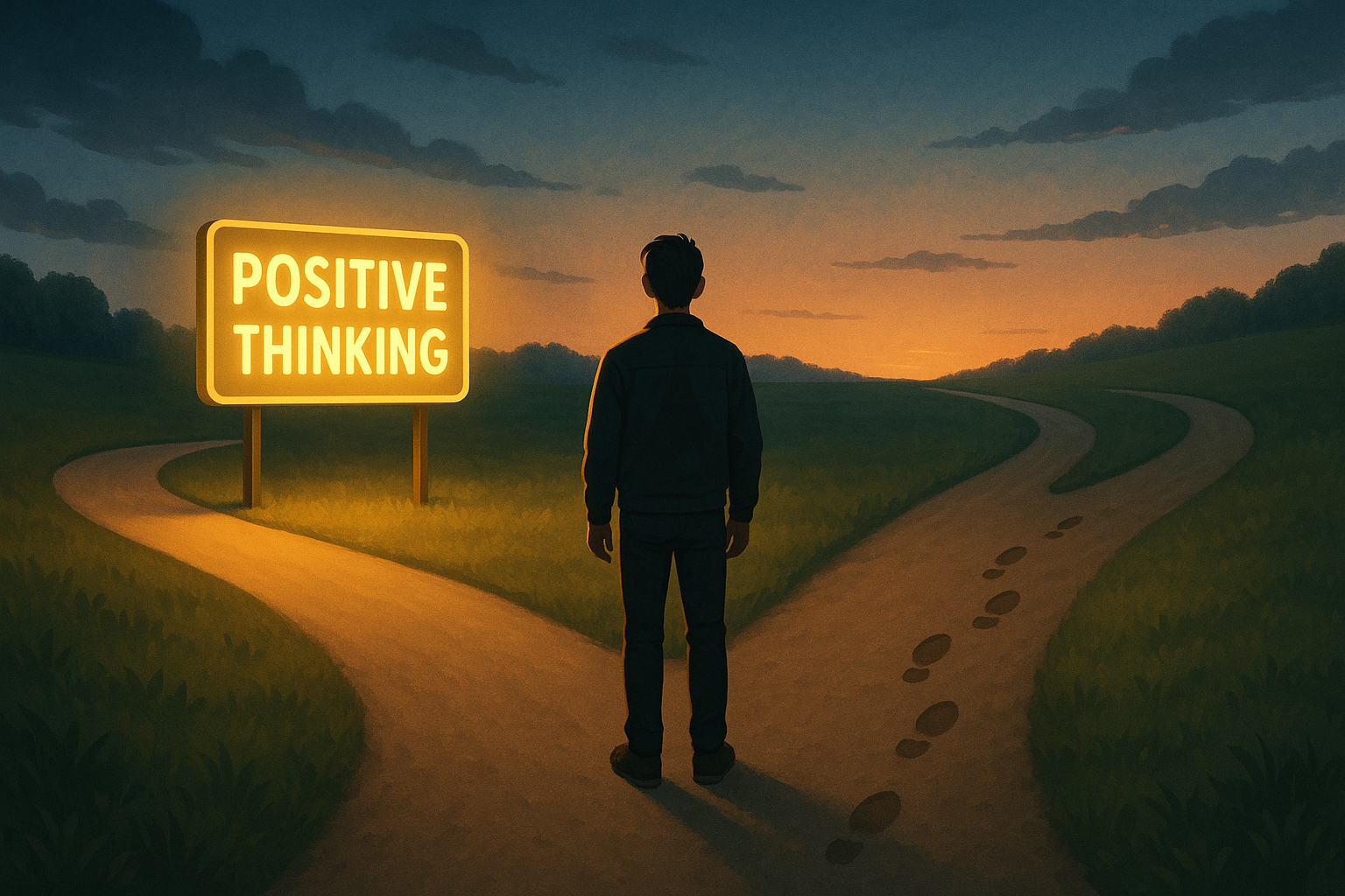 긍정적으로 생각하는 게 항상 옳은 방법일까에 대한 섬네일 일러스트