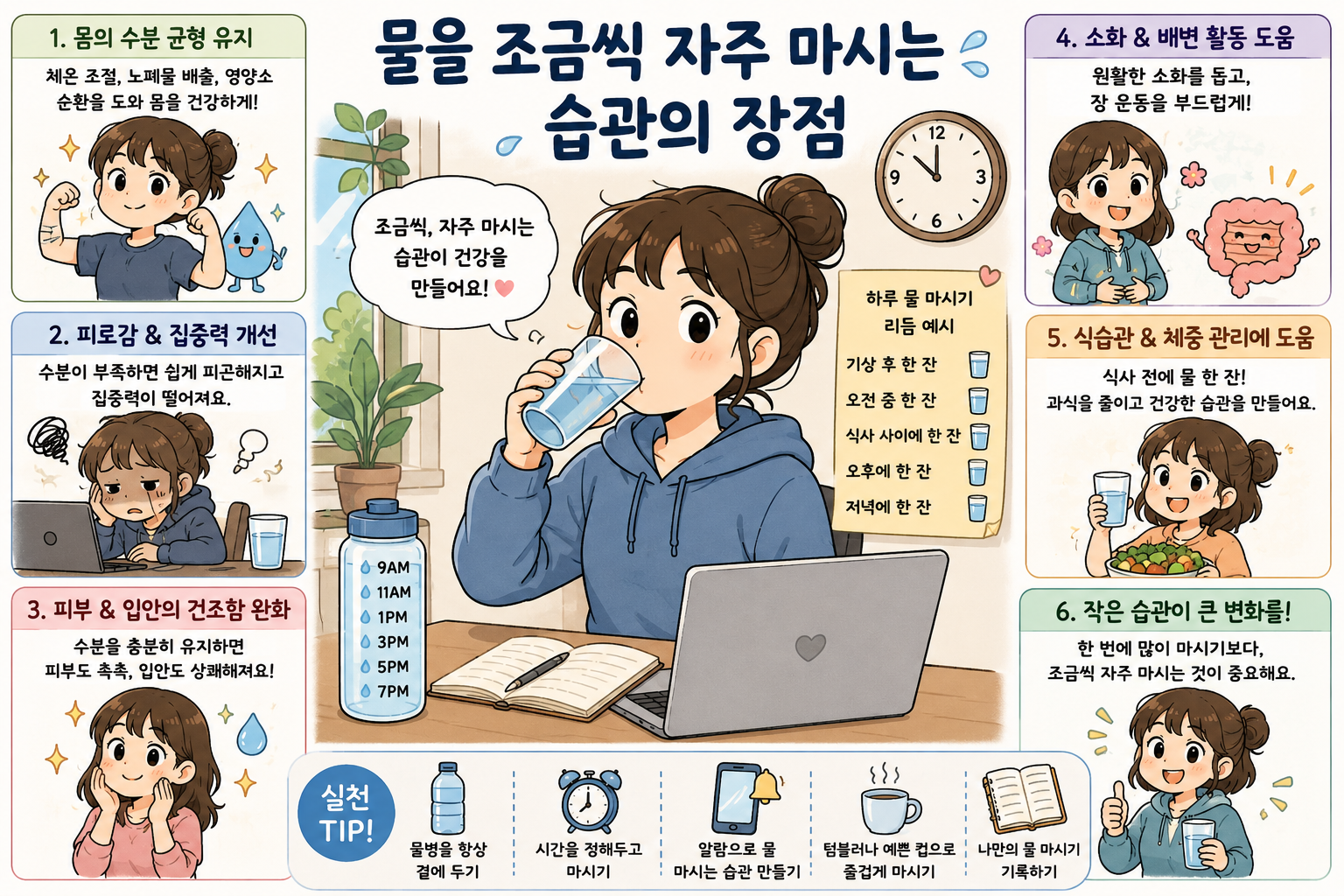 물을 조금씩 자주 마시는 습관의 장점