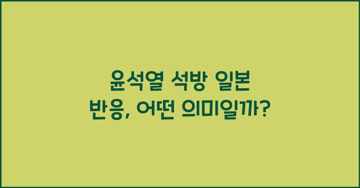 윤석열 석방 일본 반응