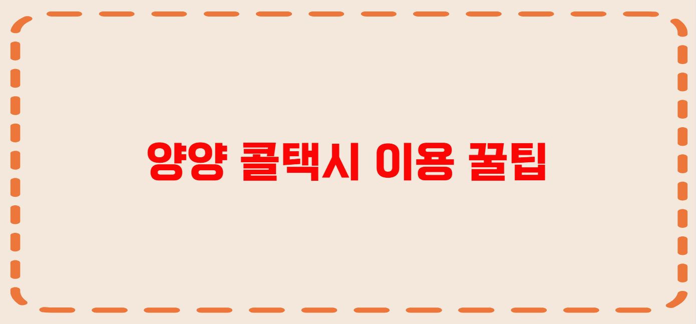 양양 콜택시 전화번호 이용꿀팁