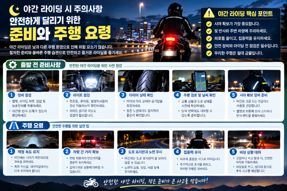 야간 라이딩 시 주의사항