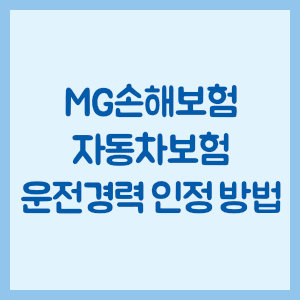 MG손해보험 자동차보험 운전경력 인정 방법