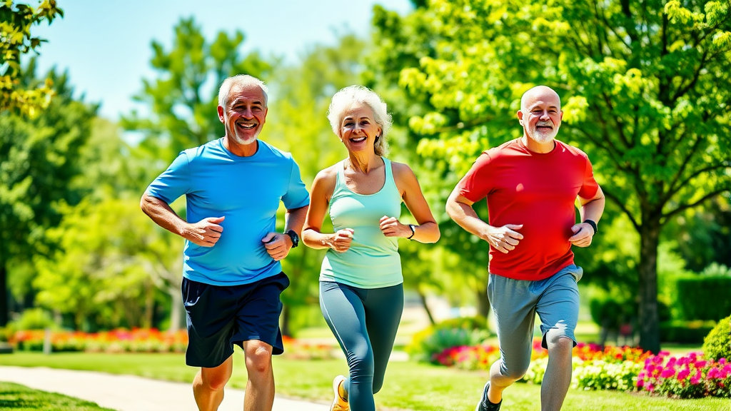 조깅하는 건강한 노인들