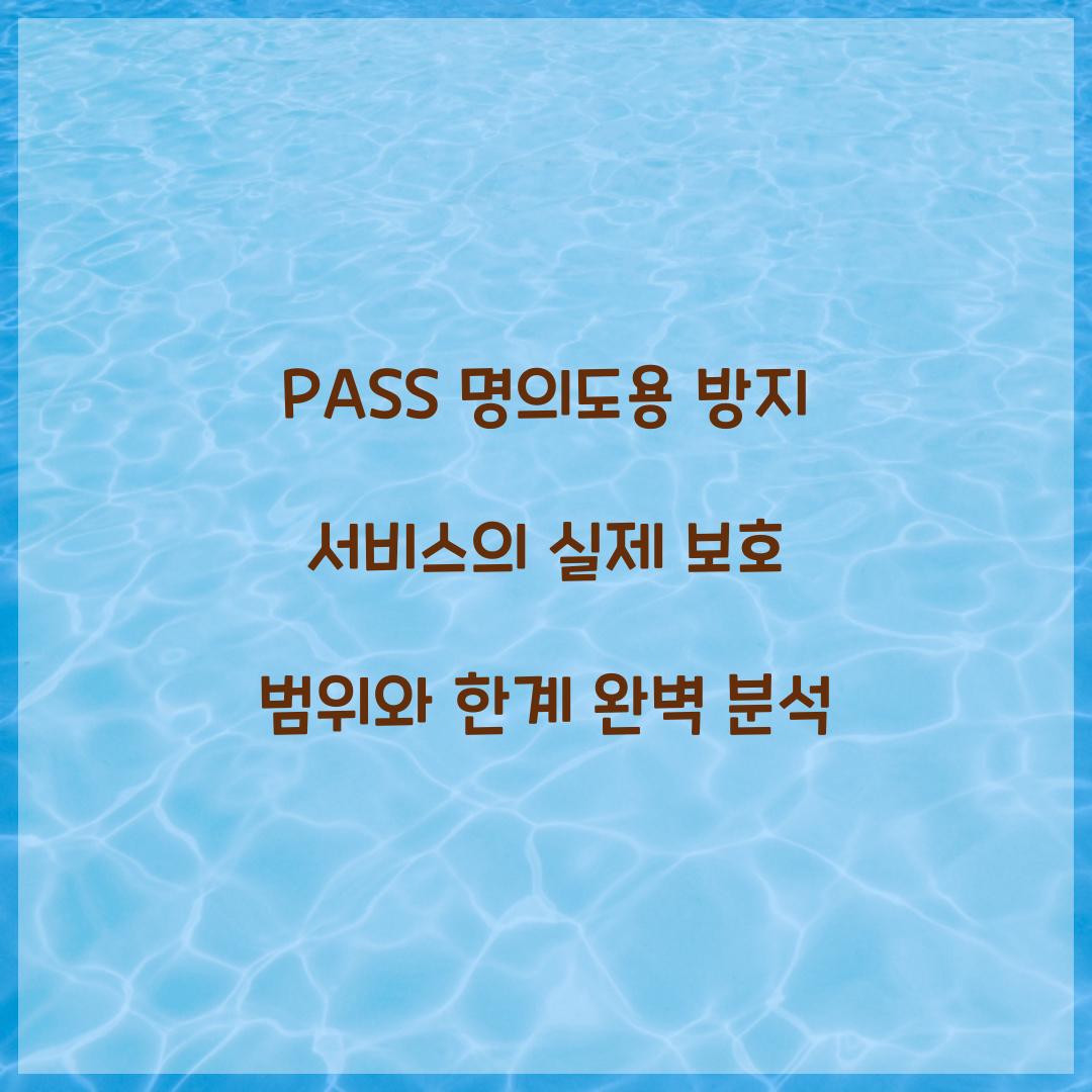 PASS 명의도용 방지 서비스의 실제 보호 범위와 한계