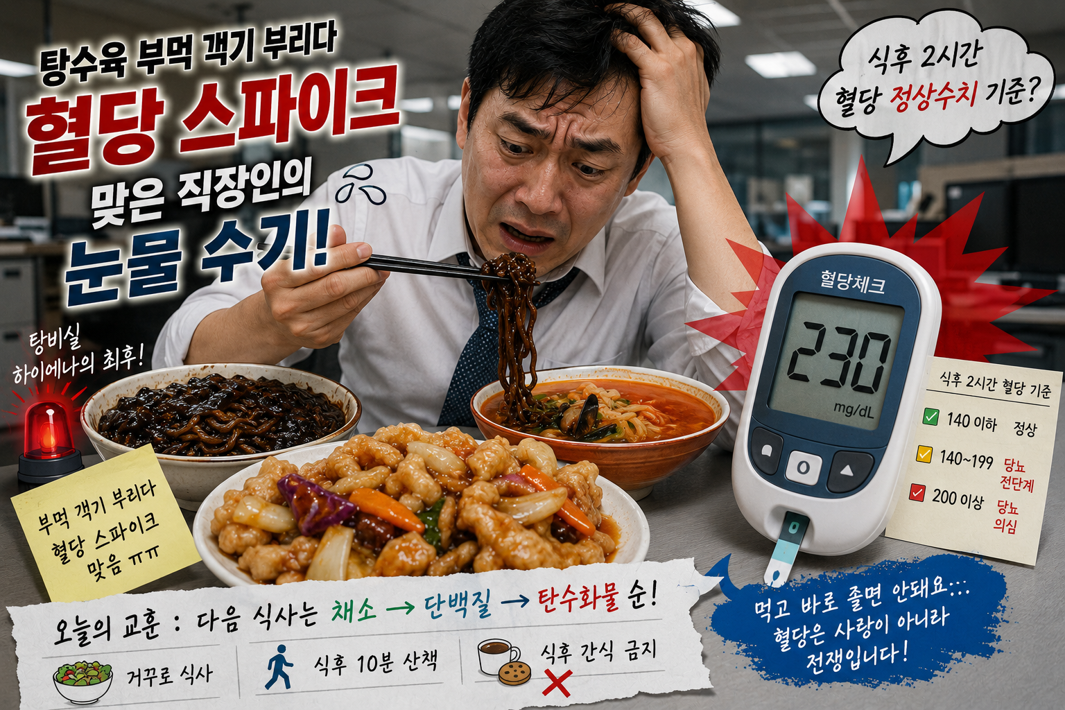 식후혈당 정상수치 기준과 혈당 스파이크를 경험한 직장인 당뇨 관리 사례