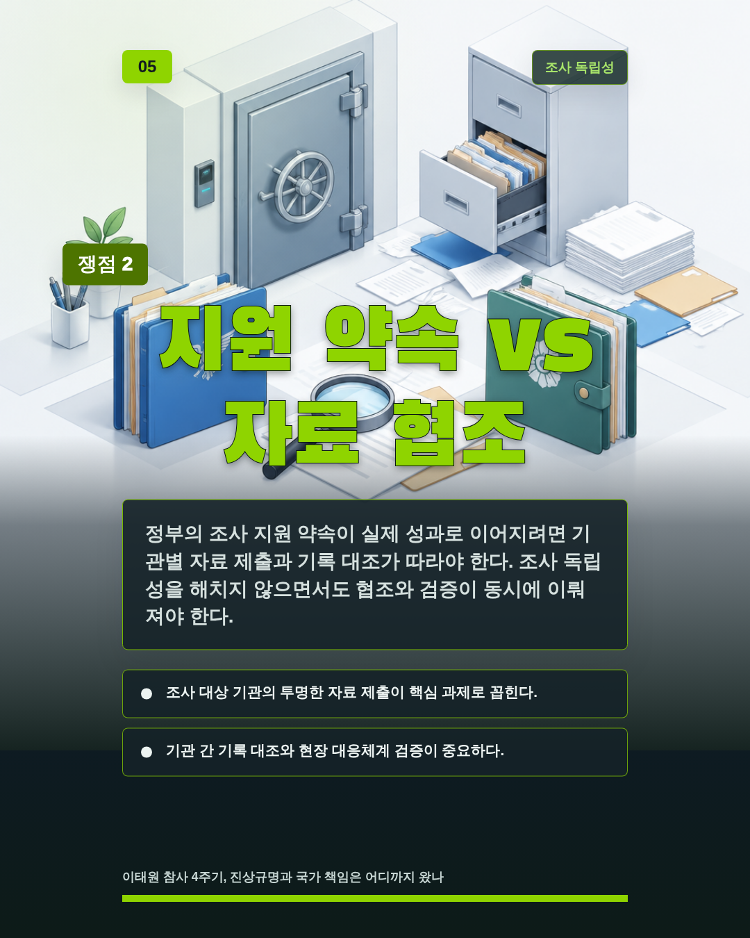 지원 약속 vs 자료 협조