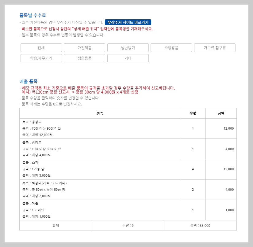 대형폐기물 처리 방법 폐가구 스티커 인터넷발급