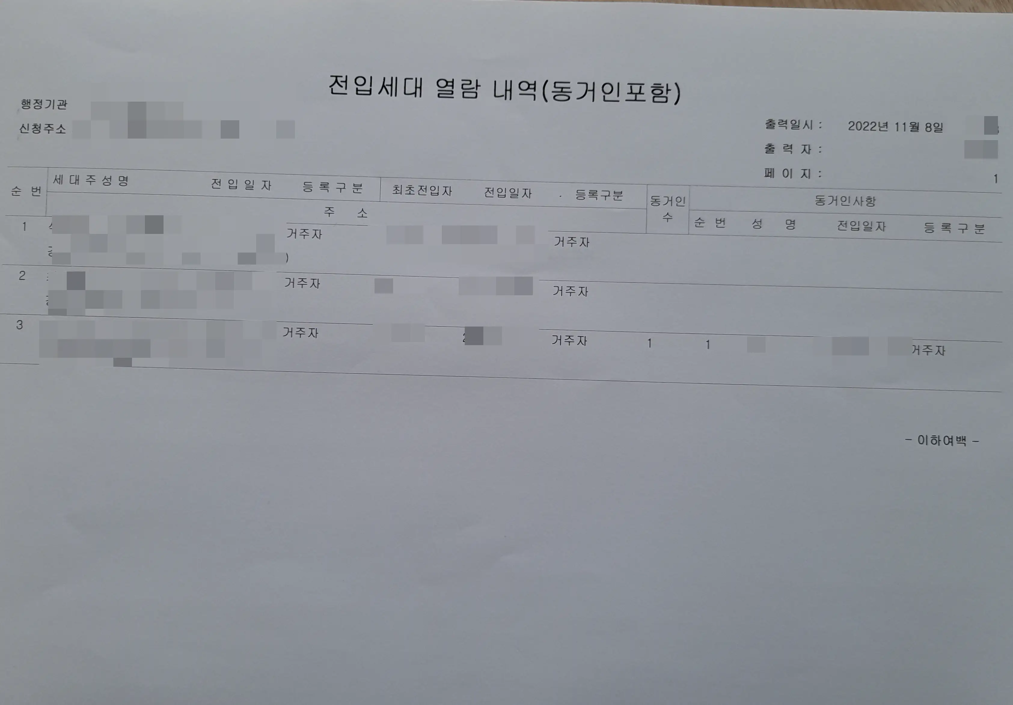 전입세대열람내역