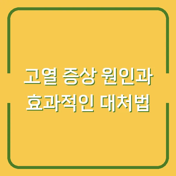 고열 증상 원인과 효과적인 대처법