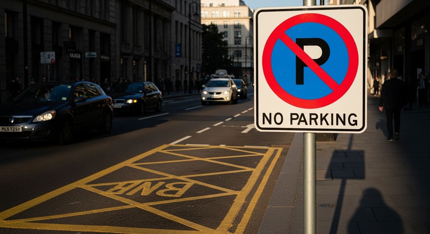 주정차 단속 구역에 설치된 금지 표지판