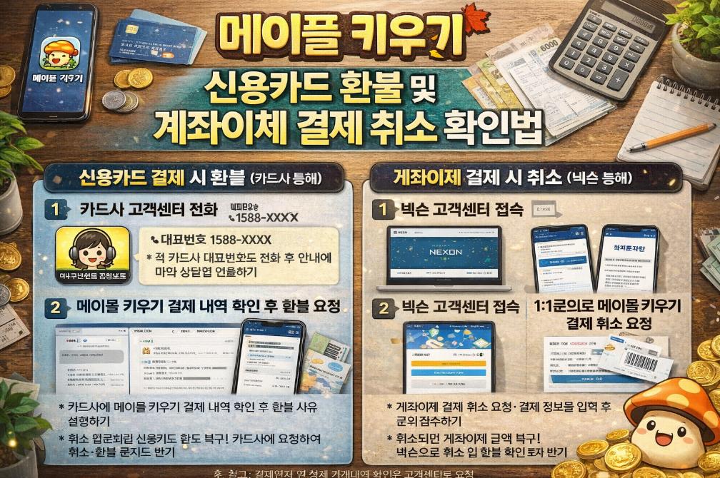 메이플 키우기 신용카드 환불 100% 받는 법
