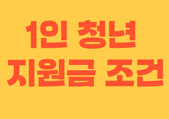 1인 청년 지원금 조건