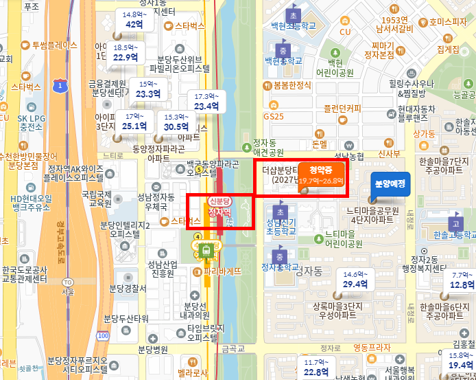 더샵 분당티에르원 지도