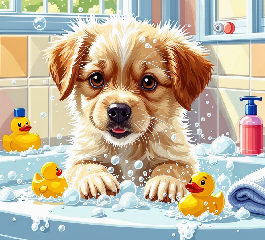 강아지 목욕